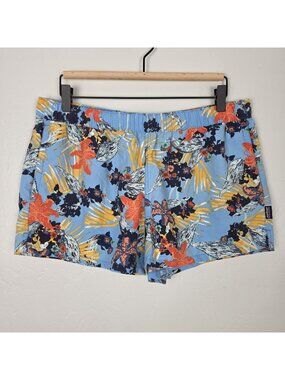 Patagonia Women's Barely Baggies Shorts Blue Multicolor Floral Hawaiian Size L